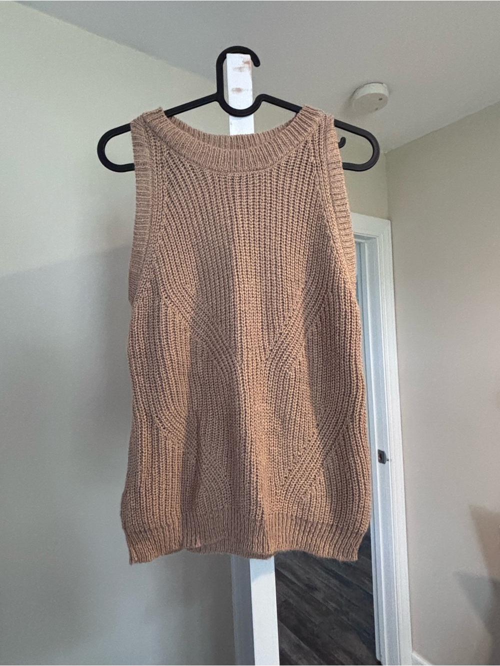 mine Sleeveless Knit Crewneck Sweater Vest in Tan